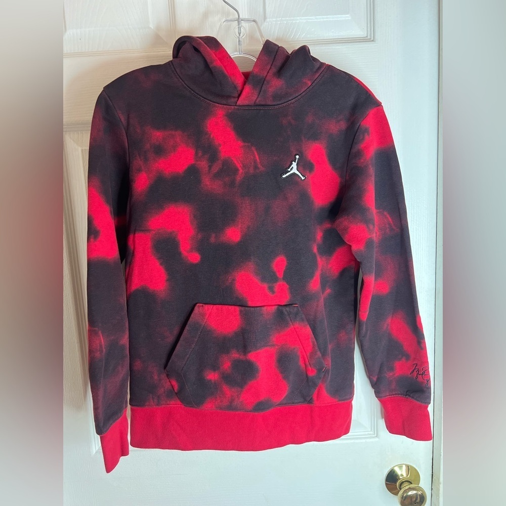air jordan tie dye Hoodie Size 12-13Yrs Large Embroidered Jumpman Red Black